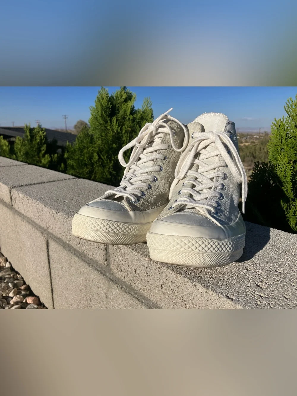 Converse High Top Sneakers in Light Cream Suede M7 W9
